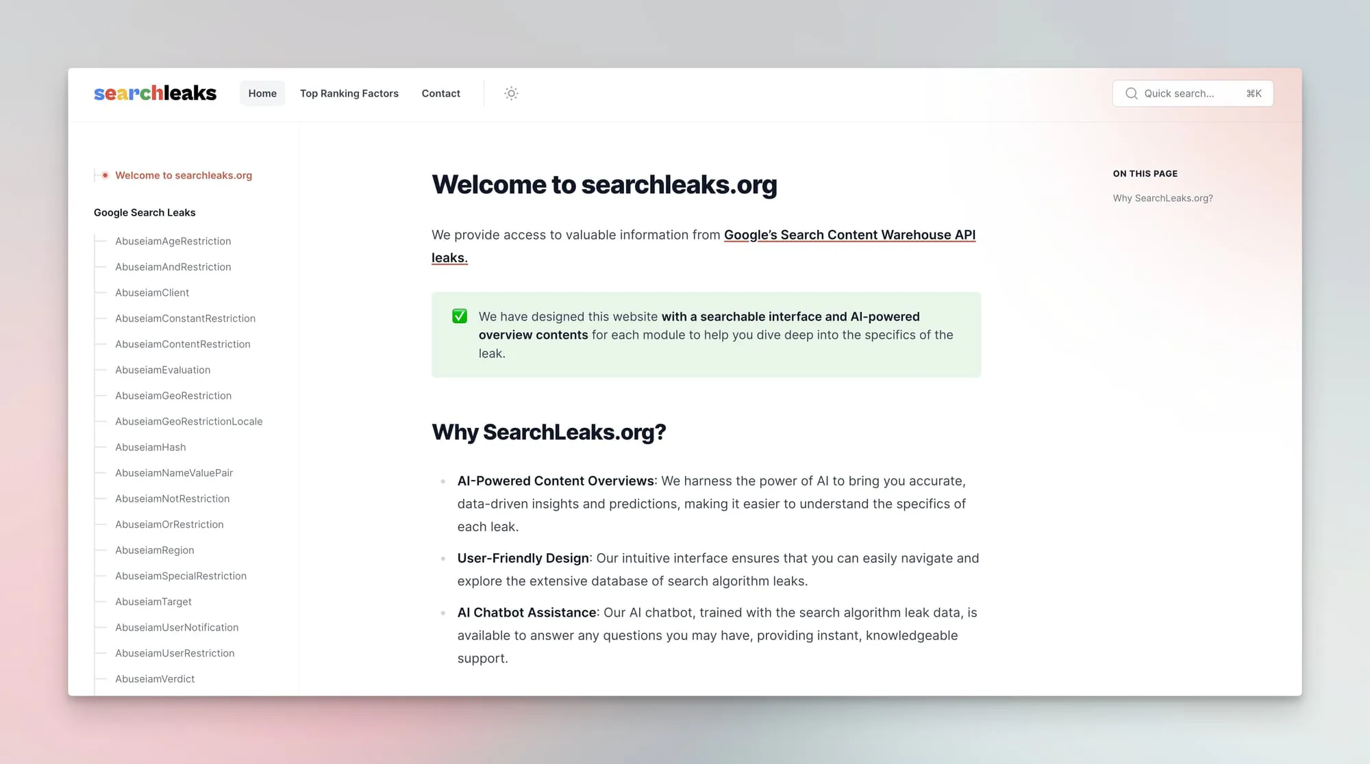 How I built a 2,596-module Google search leak directory with AI and no-code in 4 hours