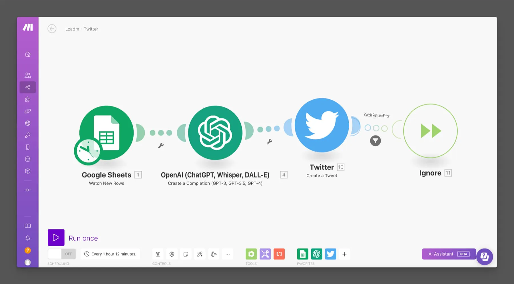 tweet sharing with make