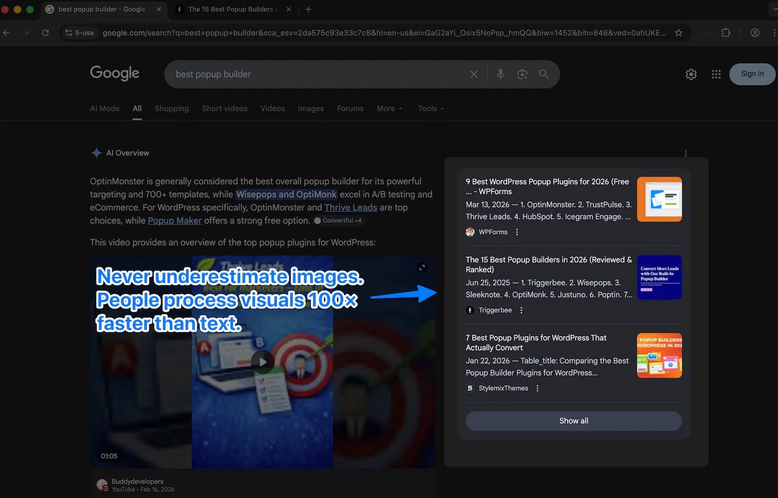 Google AI Overview içinde kaynakların yanındaki küçük görseller