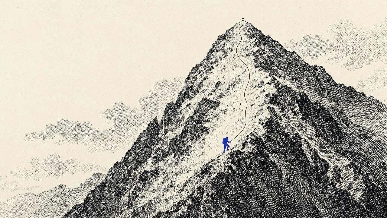 Steep mountain representing the difficulty of original SEO and GEO content