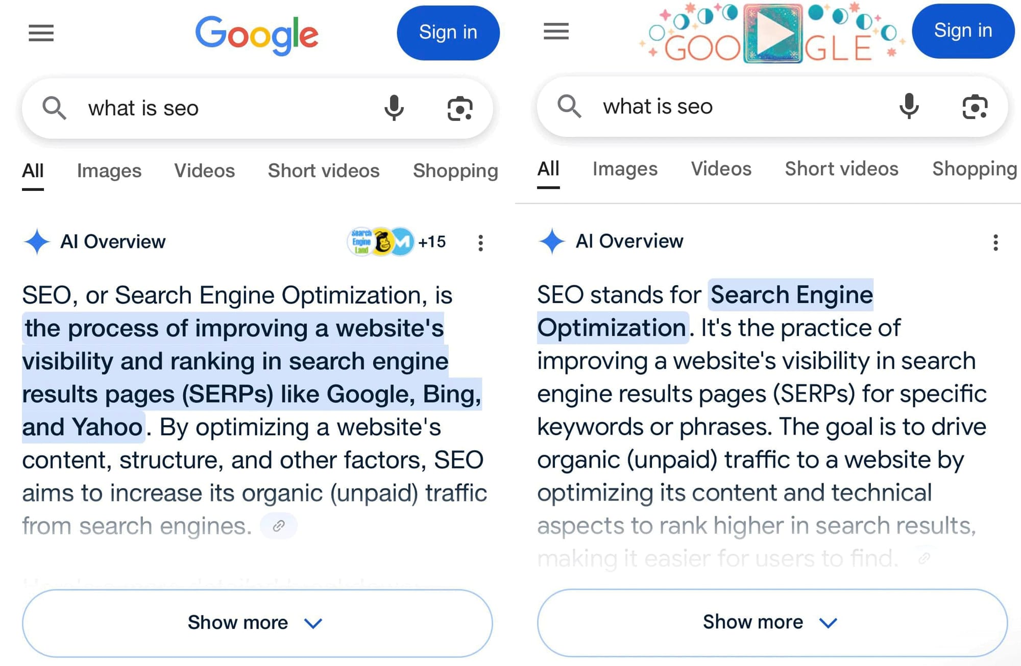 ai overview seo example
