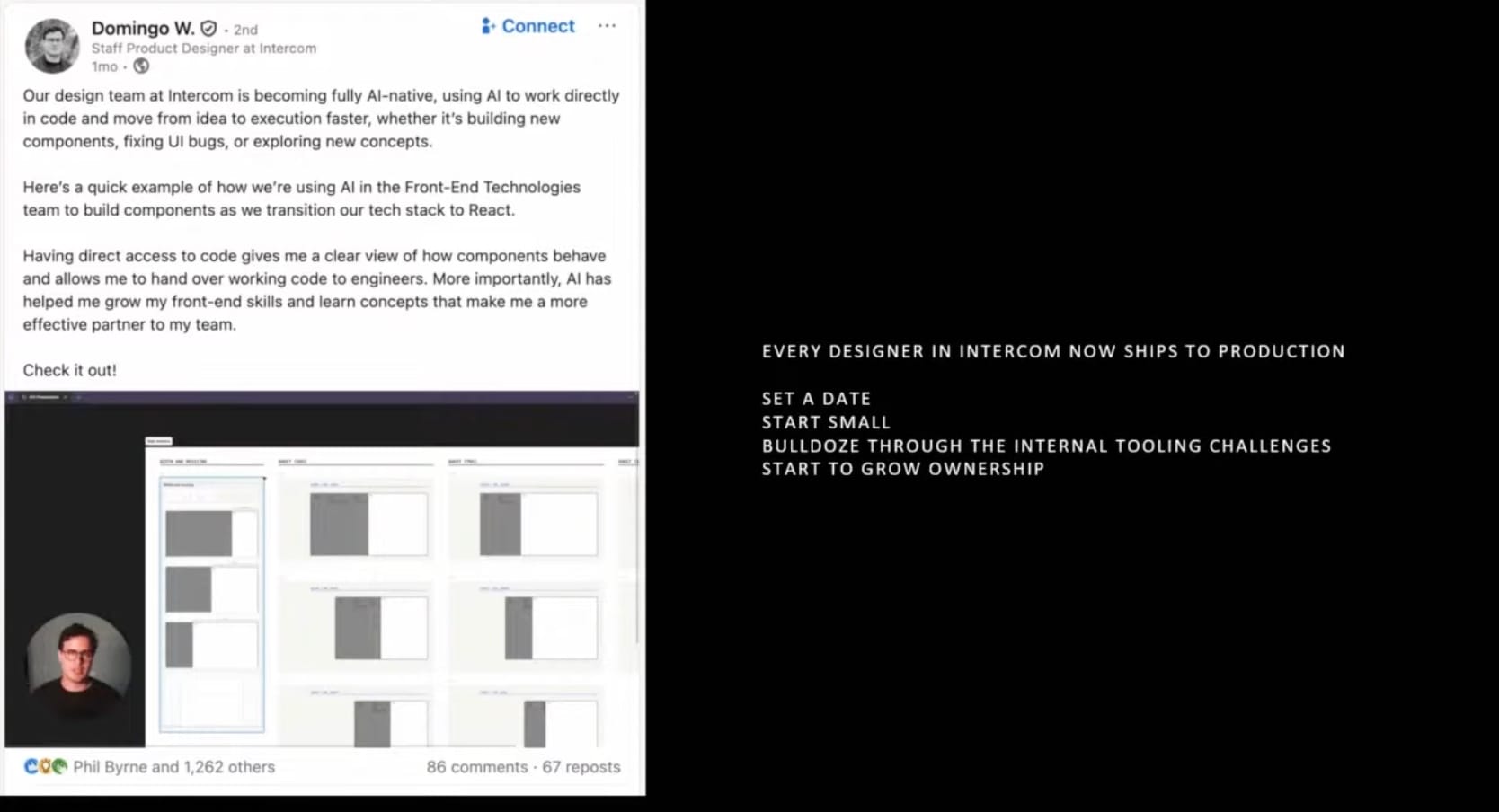 every designer at intercom code with ai