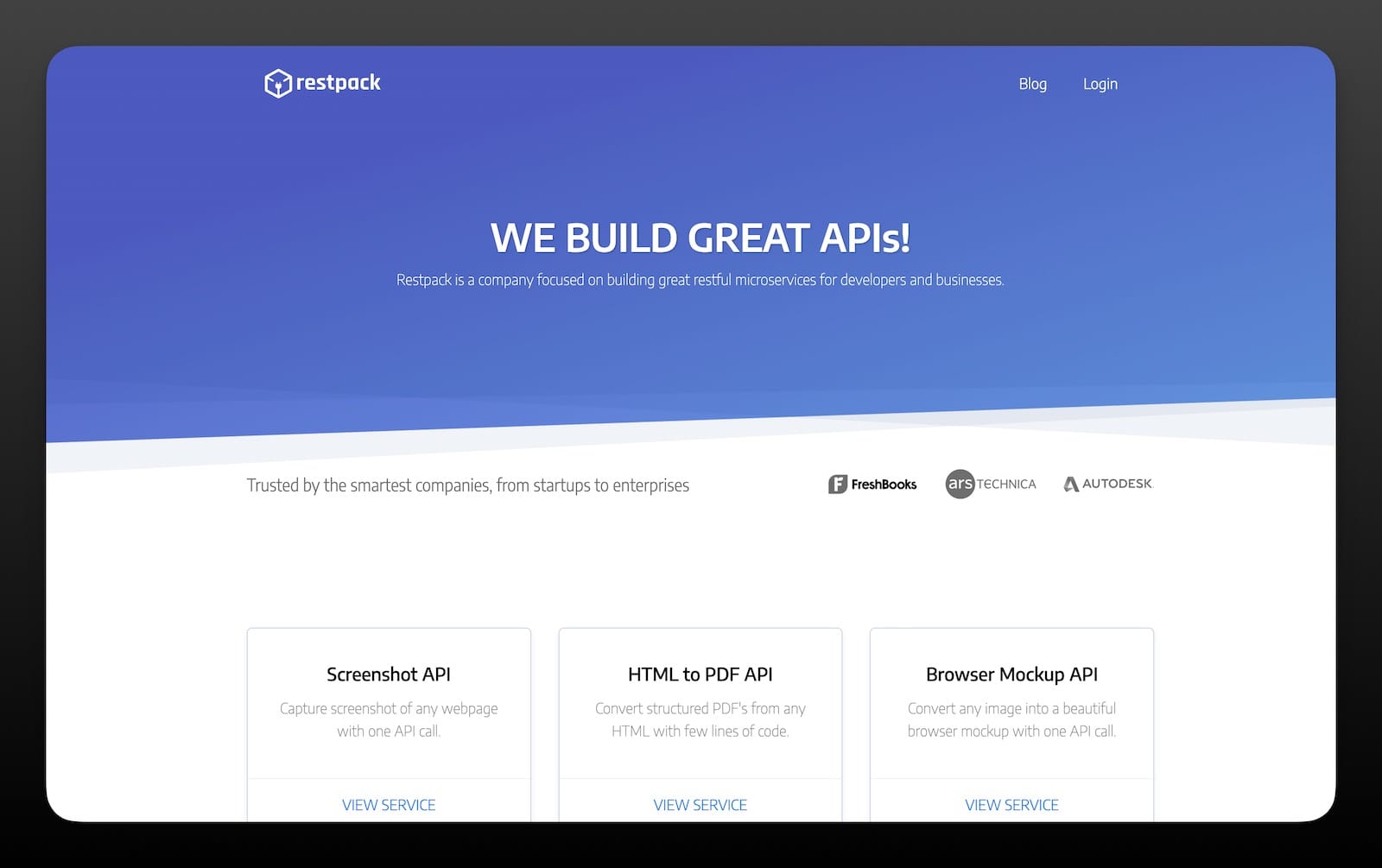 restpack website screenshot